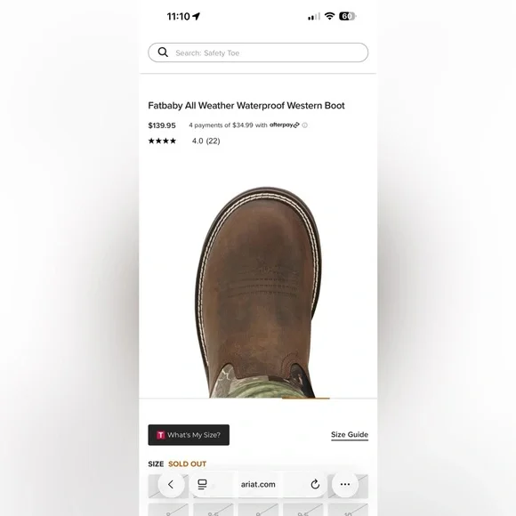 Ariat Fatbaby Weatherproof Western Boot Womens 9B - Picture 9 of 10